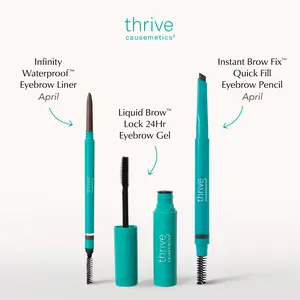 Thrive Causemetics - Brow Brilliance - Strong Hold Brow Match Bundle 3-Piece Set – Infinity Waterproof Eyebrow Liner, Instant Brow Fix Pencil & Instant Brow Fix Permanent Gel Clean Makeup for the Perfect Eye Routine