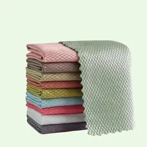 10-Pack Microfiber Fish Scale Cleaning Cloths - Ultra-Absorbent, Speedy-Dry, Lint-Free, Streak-Free Washable Rags for Kitchen/Bath, Multi-Surface Use Including Glass, Dishes, and Car