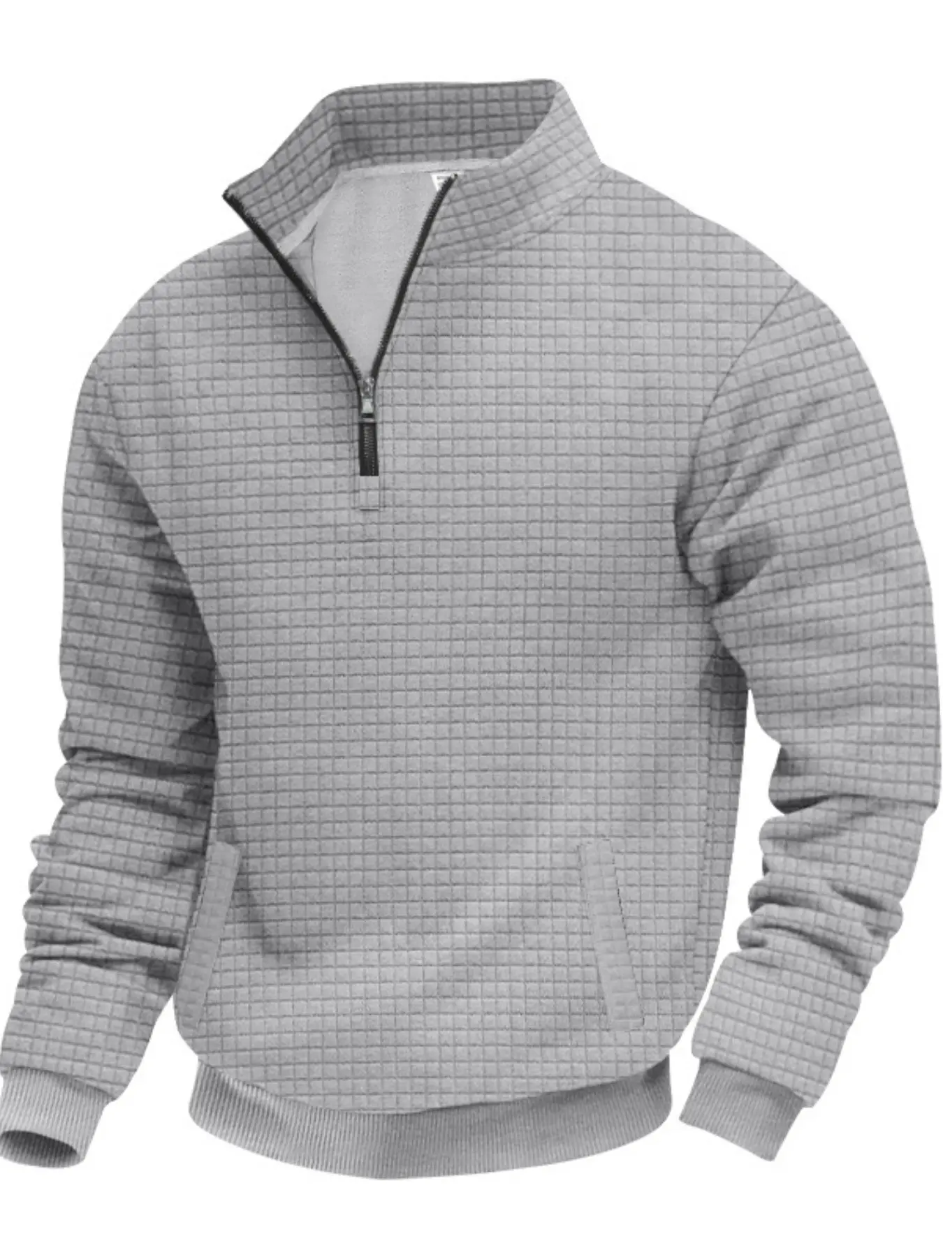 Men's Fall Winter Casual Fitted Thick Knit Sweater, Plain Pattern, Stand Collar, Long Sleeve Pullover, Large Size, Warm & Cozy Daily Wear, Knitwear