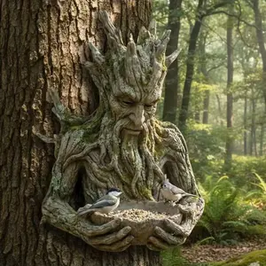 New Bird Feeding Sculpture Tree Man Feeder Outdoor Hanging Wild Bird Feeder, Decorative Garden Ornament