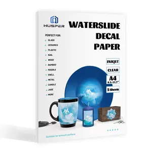 A4 Waterslide Graphic Decal Paper for INKJET Printer - CLEAR, 5/10 Sheets 8.3×11.7 Inch, Clear Glossy Water Slide Transfer Printable Paper - DIY Ceramic, Glass, Mugs, Inkjet Print Only