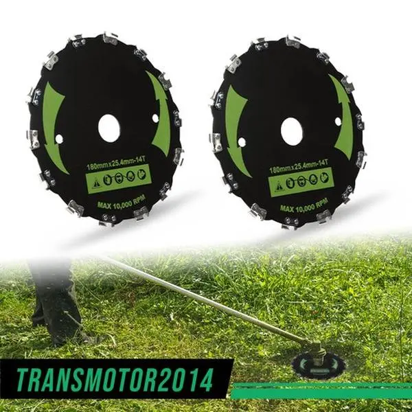 G-PLUS Motor Interior Fit For Bush Cutter Weed Eater Trimmer Head 2PCS 7" Chainsaw Tooth Brush Blades