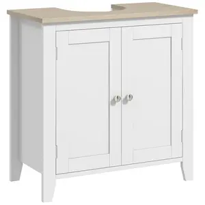 Kleankin Pedestal Sink Storage Cabinet, Under Sink Cabinet with U-Shape and Adjustable Internal Shelf