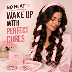 IVA Sleep In Hair Curlers Satin Heatless Curlers Set – Heatless Soft Hair Curls Overnight Hair Curler Frizz Free Time-saving Travel Ready Beginner Friendly No heat damage Hair Styling Tools