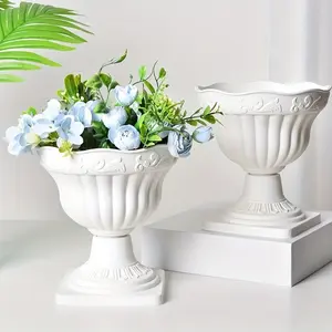 Two Pieces of Decorative Art White Plastic Vases with Detachable Bases, Suitable for Dried Flower Arrangements, Table Decorations, Home Decor, Wedding Scene Setups, And Can Be Used Indoors And Outdoors