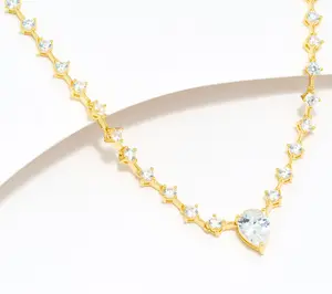 Diamonique Mixed Cut Tennis Necklace, Sterling Silver