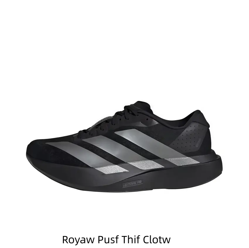 All Black Breathable Perforated Mesh Matte Silver Stripe Wedge Collectible Racing Sneakers Triple Metallic Silver Wide Side Stripes Sculpted Full Black Thick Shock Cushion Midsole Streamlined Low-cut Race Hobby Display Sports Collectible Footwear