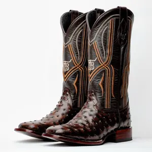 Chocolate Brown Leather Boots - Square Toe