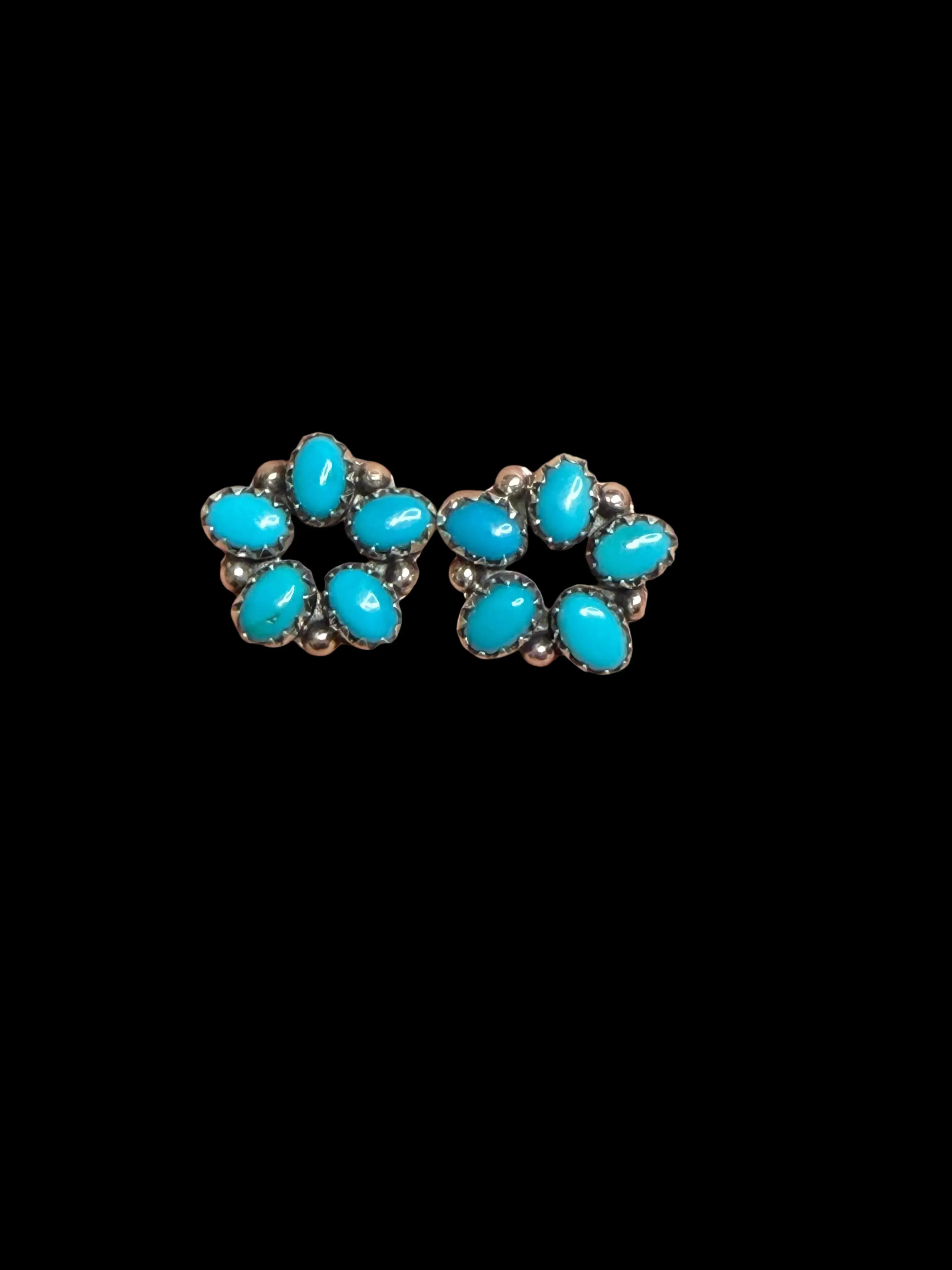 Handcrafted Kingman Turquoise Cluster Earrings