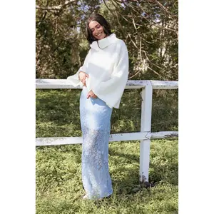 Brittany Lace Maxi Skirt - Blue