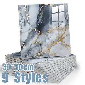 10-50PCS  Peel and Stick Marble Tile Stickers, Renter Friendly Self-Adhesive Wall Decals, Waterproof Decorative Tiles for Kitchen Backsplash Bathroom Home Decor