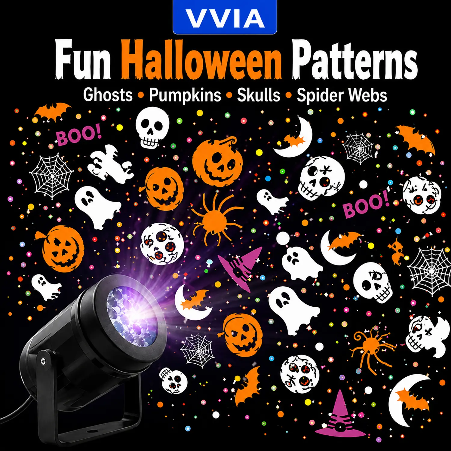 USB Rotating Halloween Projection Light with Spooky Patterns, Universal Electronics Accessory, Kids’ Holiday Gift, Party Decor & Bedroom Night Light, Holiday Gift For Kids & Family