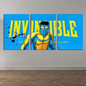 Set of 3 Invincible War Themed Canvas Poster Mark's Universe Variant Art Wall Decor Comic Style Gift for Teens Living Room Bedroom Dorm framed Waterproof Moisture-Proof Desig