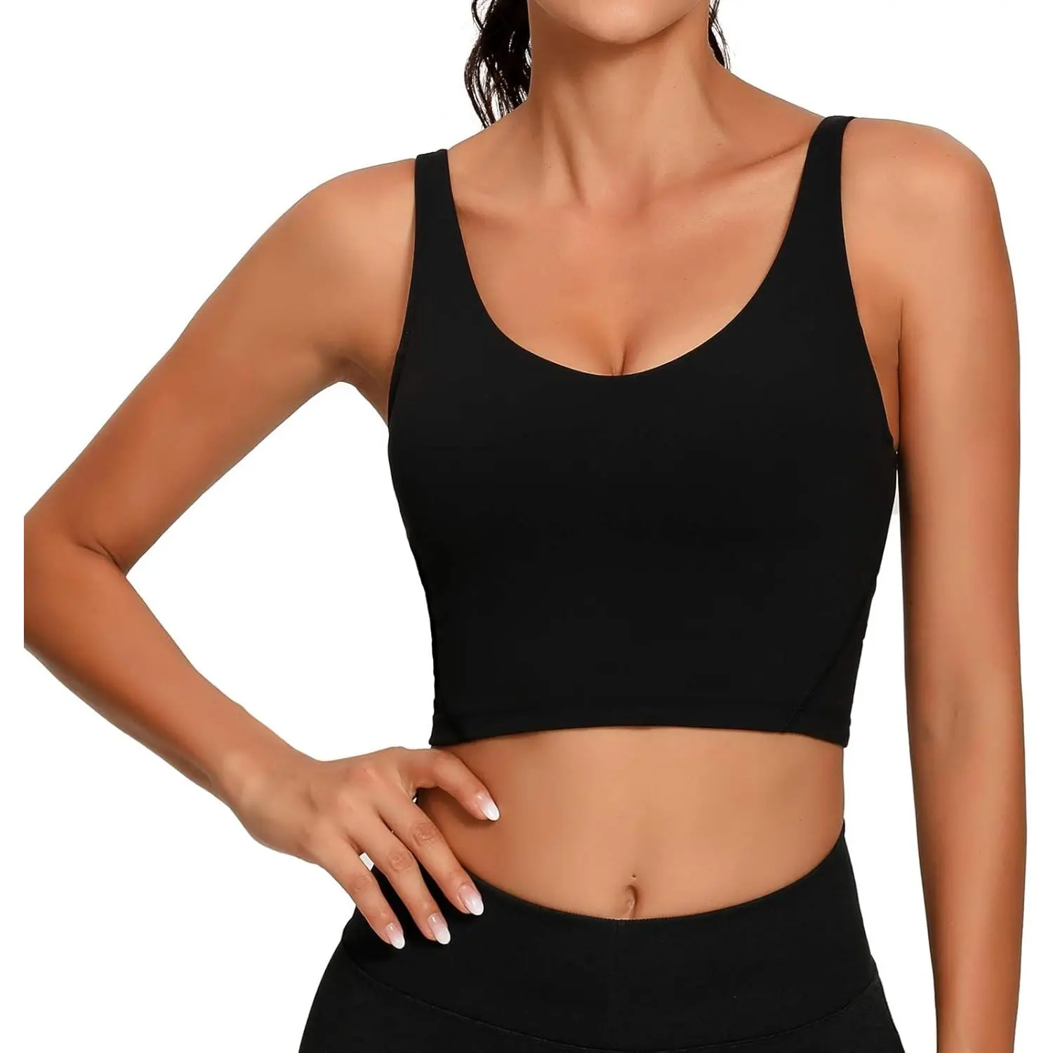 Women Sports Bra Longline Crop Tank Top Padded Workout Running Yoga