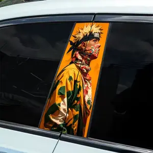 2Pcs A swirl Naruto themed car sticker - durable vinyl sticker, suitable for B-pillar, semi-matte surface, self-adhesive, one-time use, compatible with metal surface, rectangular shape, car decoration, Car decals