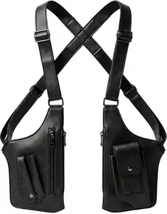 Double Shoulder Armpit Bag Classic Tactical Style For Men Fine Fabric Made Multi Pocket Layered Storage Design Hidden Space Layout Practical Portable Structure Fit For Daily Commute Outdoor Sports Camping And Casual Travel Scenarios