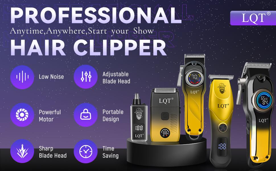 LQT 5-in-1 Professional Barber Kit, Hair Clipper, T-Trimmer, Detail Trimmer, Electric Shaver & Nose Hair Trimmer Set, Cordless LED Digital Display, USB Rechargeable, Crafting Refined Enhancements Haircut, salon at home,  Gift