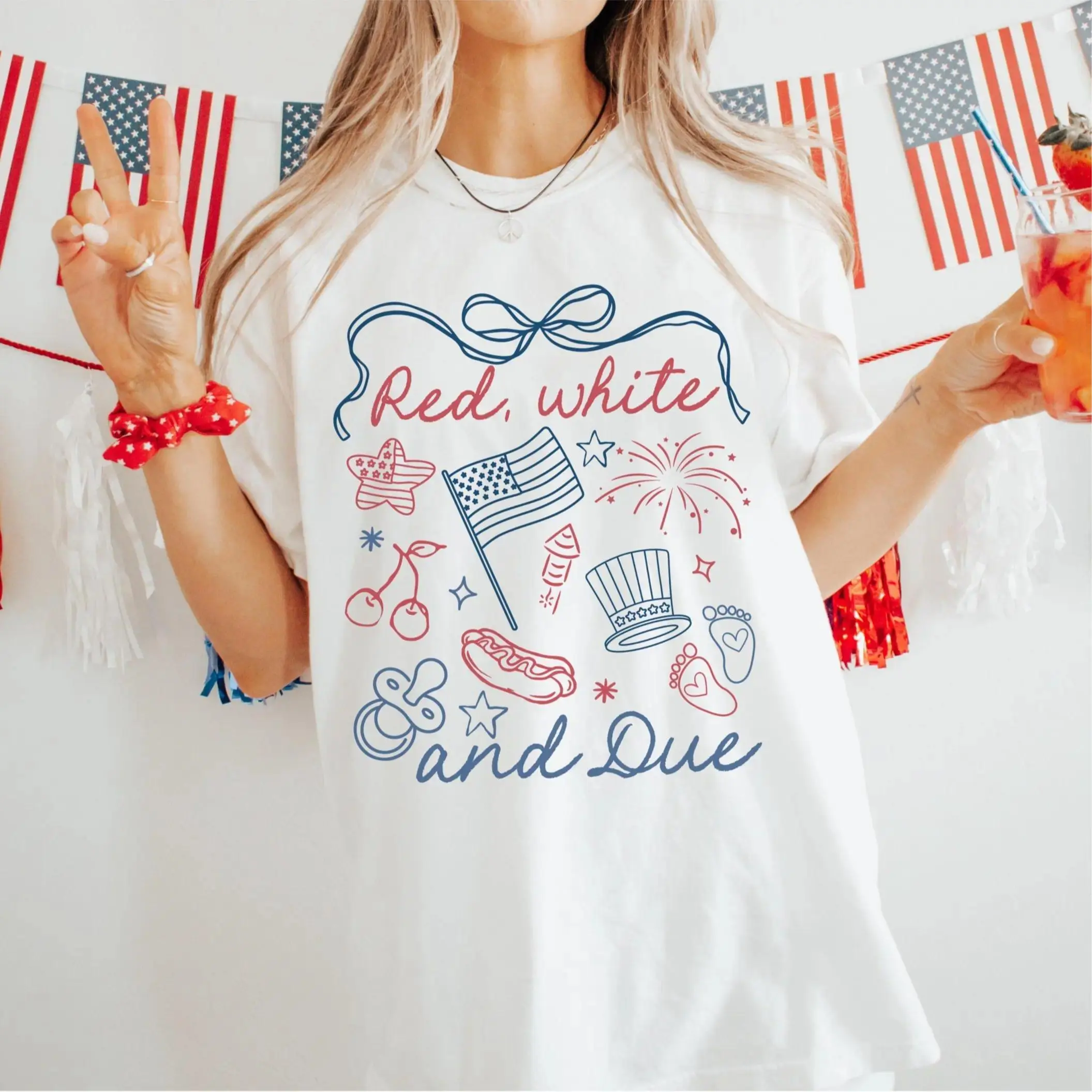 red white and due shirt, 4th of July pregnancy reveal shirt, summer pregnancy announcement tee, expecting mom to be t-shirt t0317Father's Day Gift