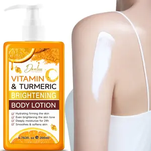 Vitamin C and Turmeric Brightening Body Lotion 200ml - Firming and moisturizing light beige, long-lasting moisturizing dry light beige, brightening and improving light beige, soft and smooth light beige - Suitable for neck, arms, thighs and back