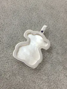 Women's DIY Jewelry Making Supplies, Pure Silver Color Nacre Bear Pendant (no Chain), Elegant Accessory for Crafting & Gift Ideas