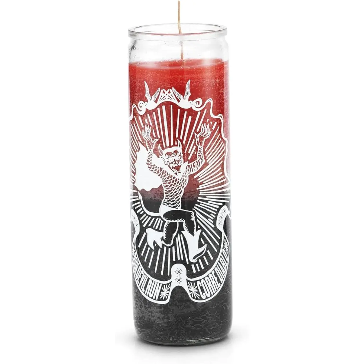 7-Day Run Devil Run Candle, Red and Black, Protection Against Negative Energy, Curses, and Spiritual Attacks
