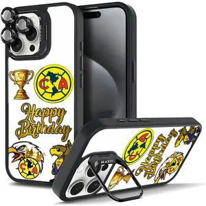 Club América Mascot Print Smartphone Case with Metal Lens Frame - Magnetic, Tough, Fashionable, Full Protection, Stand Bracket - Cellphone Accessories for Handheld Devices - Fit Samsung, iPhone 17/AIR/16/15/14/13/12/11 PRO PLUS MAX - Gift Option 11X-L1007
