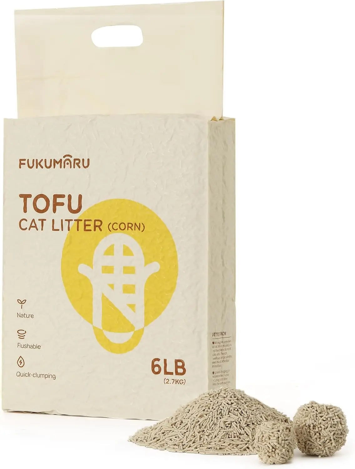 TOFU Cat Litter with corn blend, 6LB/Bag, Flushable Low-Dust Fast-Absorption, Longer Lasting Odor Control, Firm-Clump Easy-Scooping, Low-Tracking Mess-Free, Nature Material, Idea for Kittens