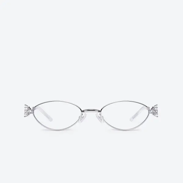 GENTLE MONSTER Carat 02 Silver Frame Clear Lenses Oval Shape