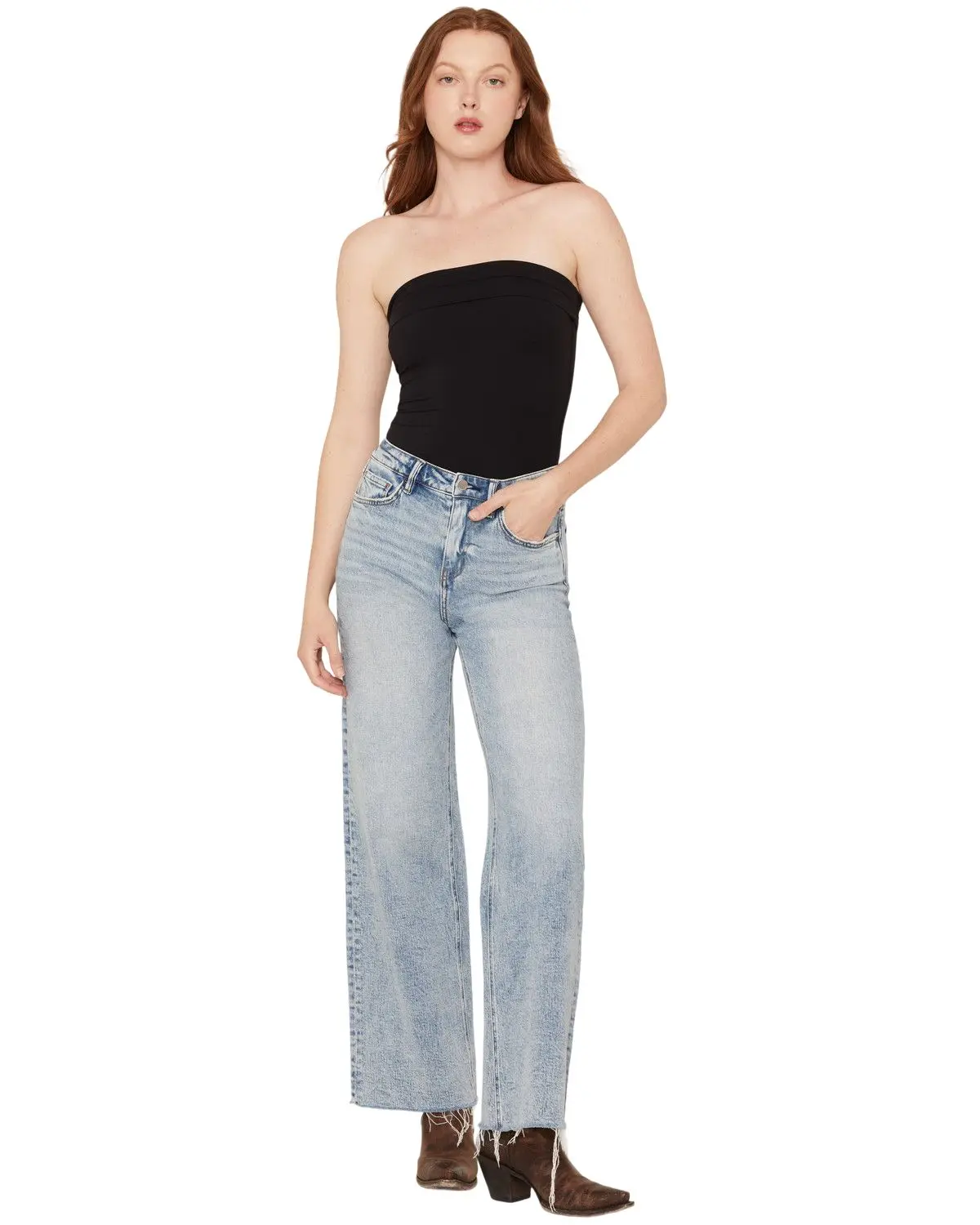Flying Monkey Women's Women'S Medium Wash High Rise Wide Leg Stretch - F6320