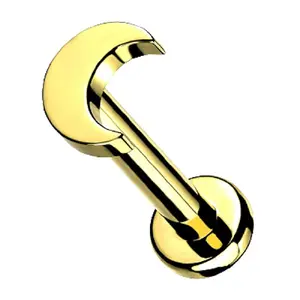 Internally Threaded Flat Crescent Moon Top Flat Back Stud - F-136 G23 Implant Grade Solid Titanium