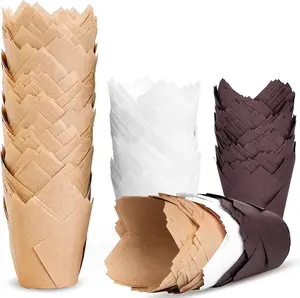 200pcs Tulip Cupcake Liners, Premium Muffin Liners Holders for Baking Cups, Greaseproof Cupcake Wrappers in Standard Size, Classic Parchment Paper Cupcakes Liner for Party, Christmas