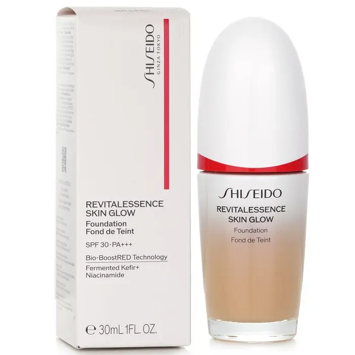 SHISEIDO Revitalessence Skin Glow Natural Foundation SPF 30 - #360 Citrine, Lightweight Smooth Face Foundation with Serum, Makeup
