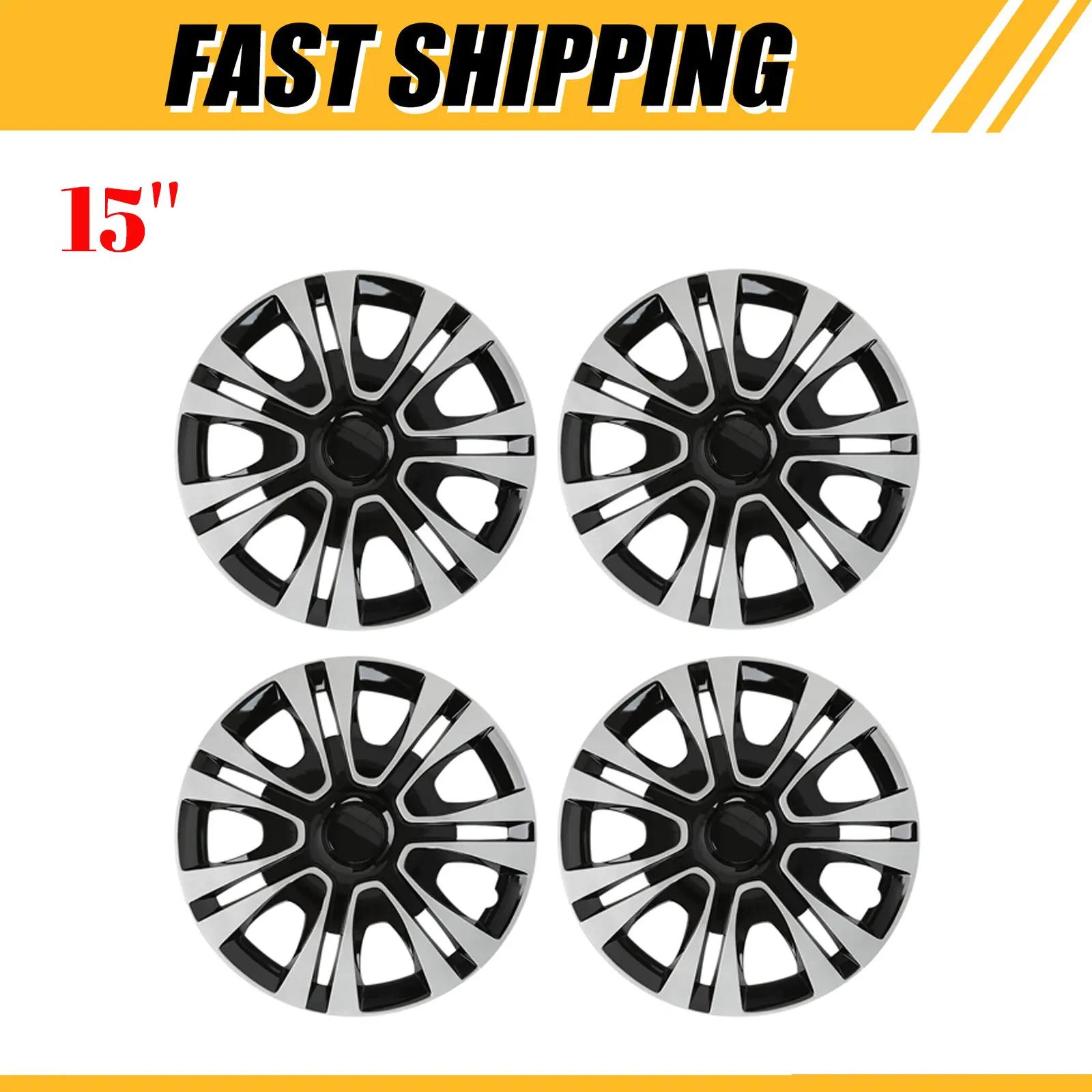 15 inch Hubcaps 4 Pack Wheel Cover Replacement Kit for Iron Rim Wheel Cover Car Hub Caps Wheel Rim Cover ABS Plastic Replacement Hubcap