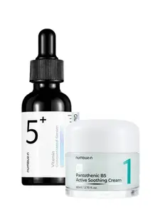 Numbuzin Brightening Duo Set – No.5 Vitamin Serum 50ml + No.1 B5 Soothing Cream 80ml for Radiant Skin
