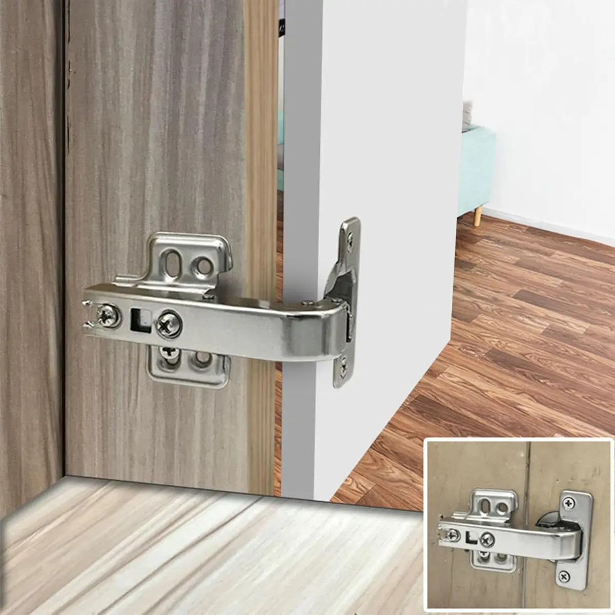 Lazy Susan Hardware 90 Degree Kitchen Hinges-Concealed Hydraulic Cabinet Door Hinges, Full Coverage Adjustable Installation Door Hinges (Pcs)