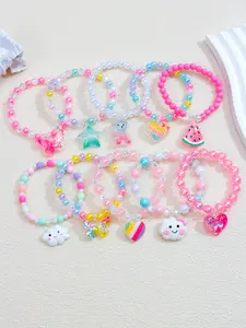 [10pcs Clouds Bracelet] 10pcs Cute Clouds and Butterflies Charm Beaded Bracelet Set | Girls Love Suitable for Everyday Wear, Festivals, Parties, Birthday Gifts, Random Colors，The style and color are random and not limited to the picture