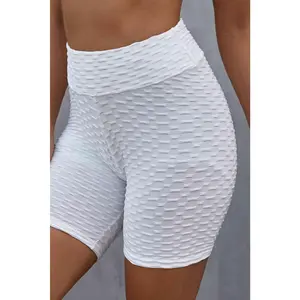 Textured High Waisted Biker Shorts