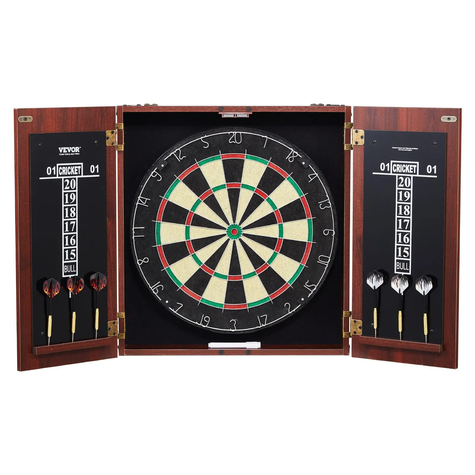 【SummerFinds】VEVOR Dartboard and Cabinet Set,  Ready-to-Play Bundle Official Size Dartboard Cabinet, Steel Tip Dart Hideaway Cabinet, Features Easy Assembly, Complete with All Accessories, Perfect for Cricket Games