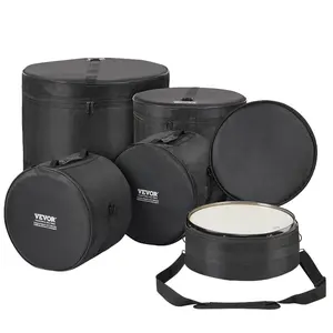 VEVOR 5-Piece Drum Bag Kit, Durable 1680D Oxford Material, Cushioned Cases with 1.5m Removable Shoulder Strap and Carry Handles, Collapsible, Fits 22'' Bass, 12''/13''/16'' Toms, 14'' SnareVEVOR Super Brand Day