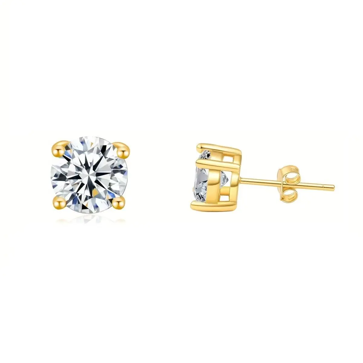 Lab Grown Diamond Stud Earrings, 0.5-2ct, D VS1, IGI Certified, 14K,Round Solitaire Ear Jewelry，For Women Gift