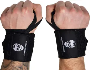 Professional Quality Weightlifting Wrist Wraps (IPF Approved) - 18" with Heavy Duty Thumb Loop