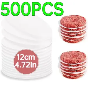 500pcs NON-STICK Round Burger Paper | 4.72in Precut Size, Easy-to-Use, Multi-Purpose for Separating Frozen Meat Patties, Individually Wrapped