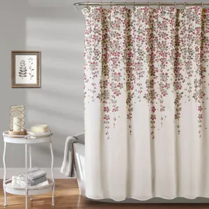 Lush Decor Weeping Flower Shower Curtain - Floral Design, Lightweight Iron Material, Ideal for Showering
