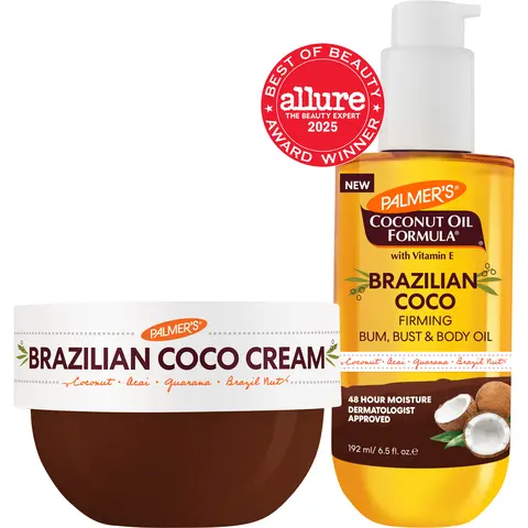 Palmer's Coconut Oil Formula Brazilian Coco Firming Cream and Body Oil Bundle for Tightened, Toned and Firm Skin