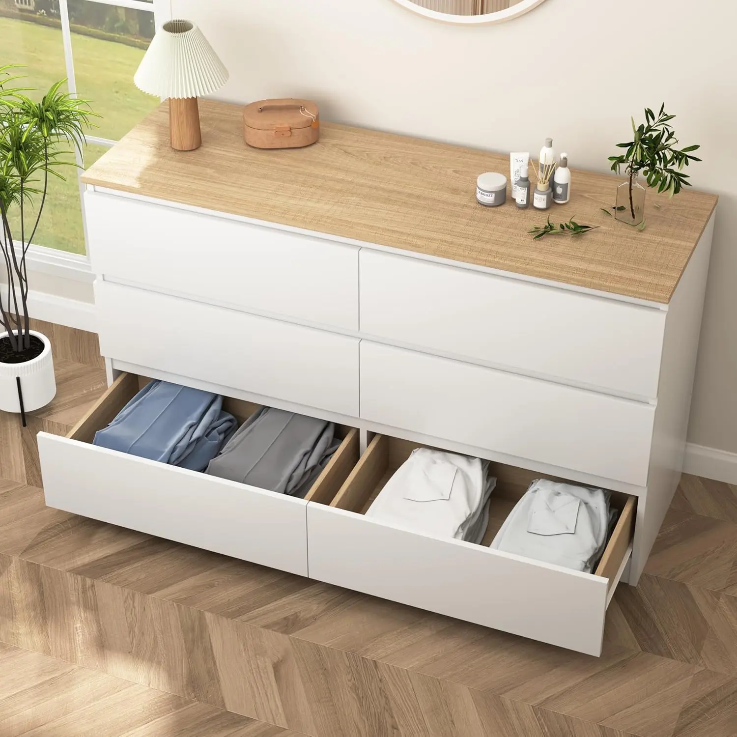 khaki-6 Drawers(15.8"D x 47.2"W x 28"H)
