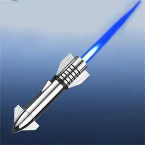 【US-based sellers】Starship Rocket Outdoor Windproof Lighter -Refillable Butane Jet Flame Lighter with Safety Lock, Bright Flame. Multi-Function Use for Camping, Candles, BBQ & Baking