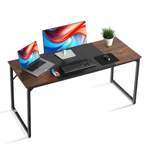 【FathersDayGift】VEVOR Computer Desk, 63 Inch Office Gaming Desk for Home Office, Writing Study Work Modern Simple Table with Metal Frame for Large Legroom, Rustic Brown and Black