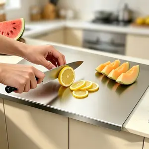 Stainless Steel Cutting Board, Chopping Board, Non-Slip Durable, Easy to Clean, Ideal for Meat, Fruits, Vegetables, Dough Kneading, Baking, Kitchen Essential