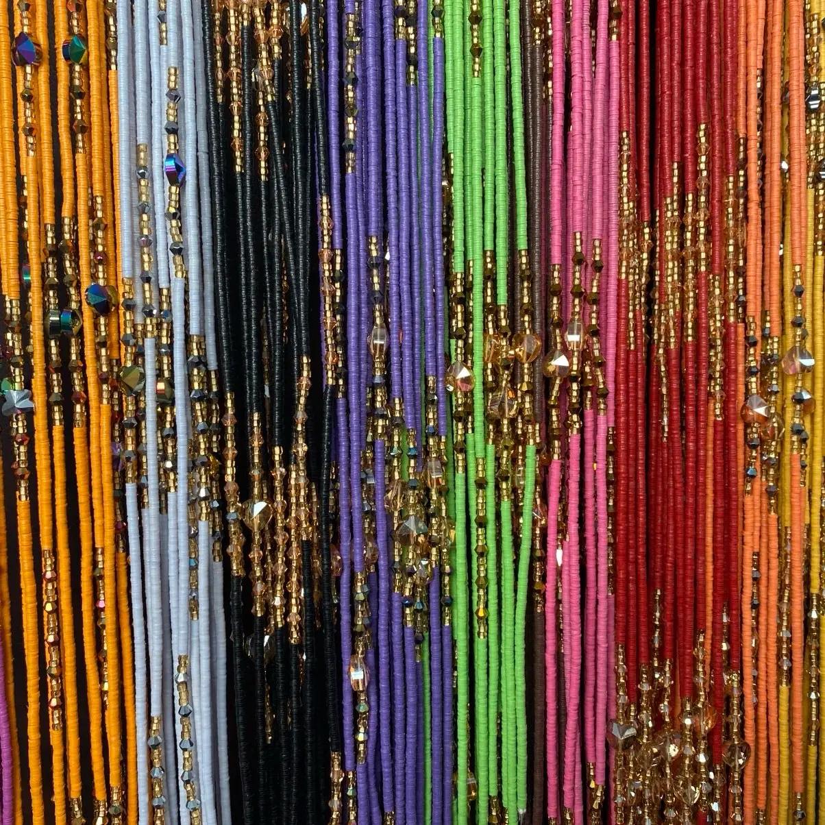 Clay Bead TikTok Waist Beads – African Waist Jewelry – Tie-On (45”-50”) – Add to Cart, Buy Now – Price Per 1 Waist Bead