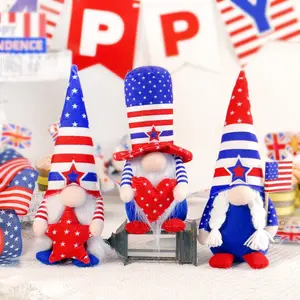 Patriotic Gnome Decorations, Blue Pointed Hat Dolls, 4th of July Tabletop Ornaments, Home Party Kids Garden Decor